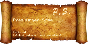 Presburger Soma névjegykártya